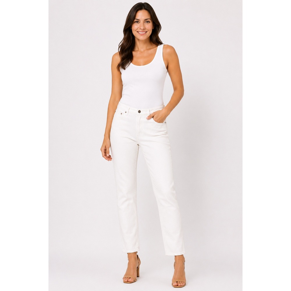 (+) People Dali White Straight Leg Jeans Women's Size 31 Made in Italy